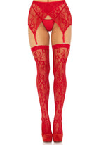 Комплект Leg Avenue Lace thigh highs & garterbelt, One Size, панчохи та пояс з пажами