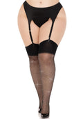 Leg Avenue (США) Панчохи зі стразами Leg Avenue Wide Top Rhinestone Sheer Stockings, 1X/2X, чорні, вище коліна