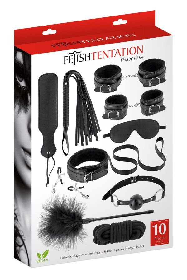 Fetish Tentation (Франція) Набір для BDSM Fetish Tentation SM Bondage Box in vegan leather 10pcs