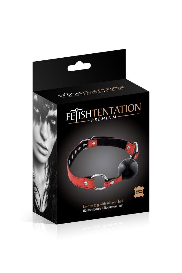Fetish Tentation (Франція) Кляп Fetish Tentation Premium Leather gag with silicone ball Red