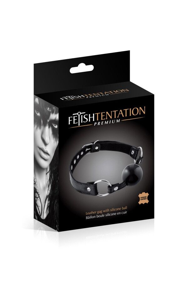Fetish Tentation (Франція) Кляп Fetish Tentation Premium Leather gag with silicone ball Black