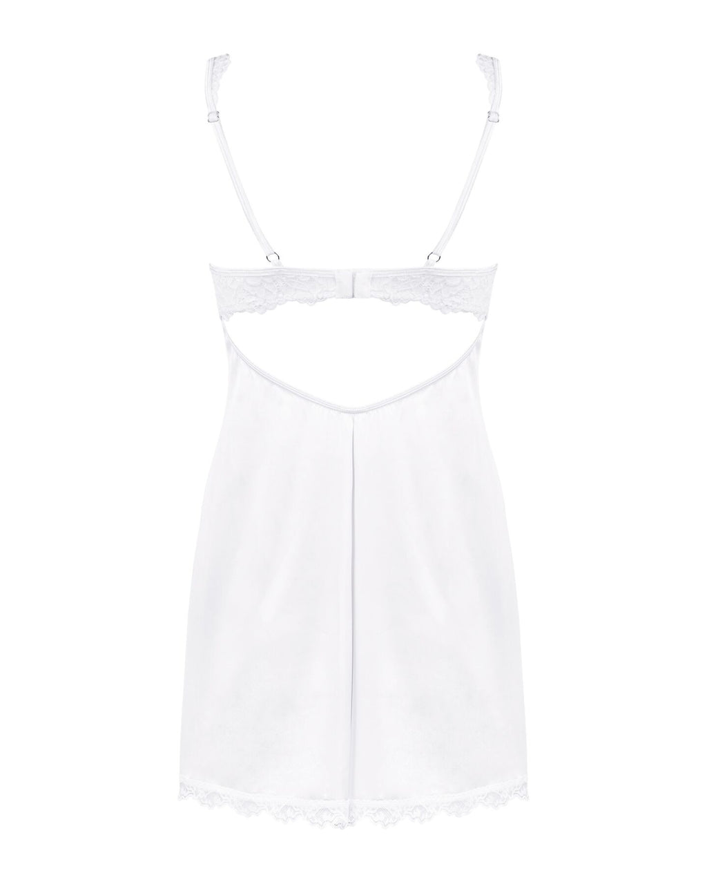 Obsessive (Польща) Сорочка Obsessive Amor Blanco underwire chemise & thong, S/M, біла, мереживний ліф, стрінги в наборі