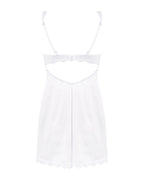 Сорочка Obsessive Amor Blanco underwire chemise & thong, біла, мереживний ліф, стрінги в наборі