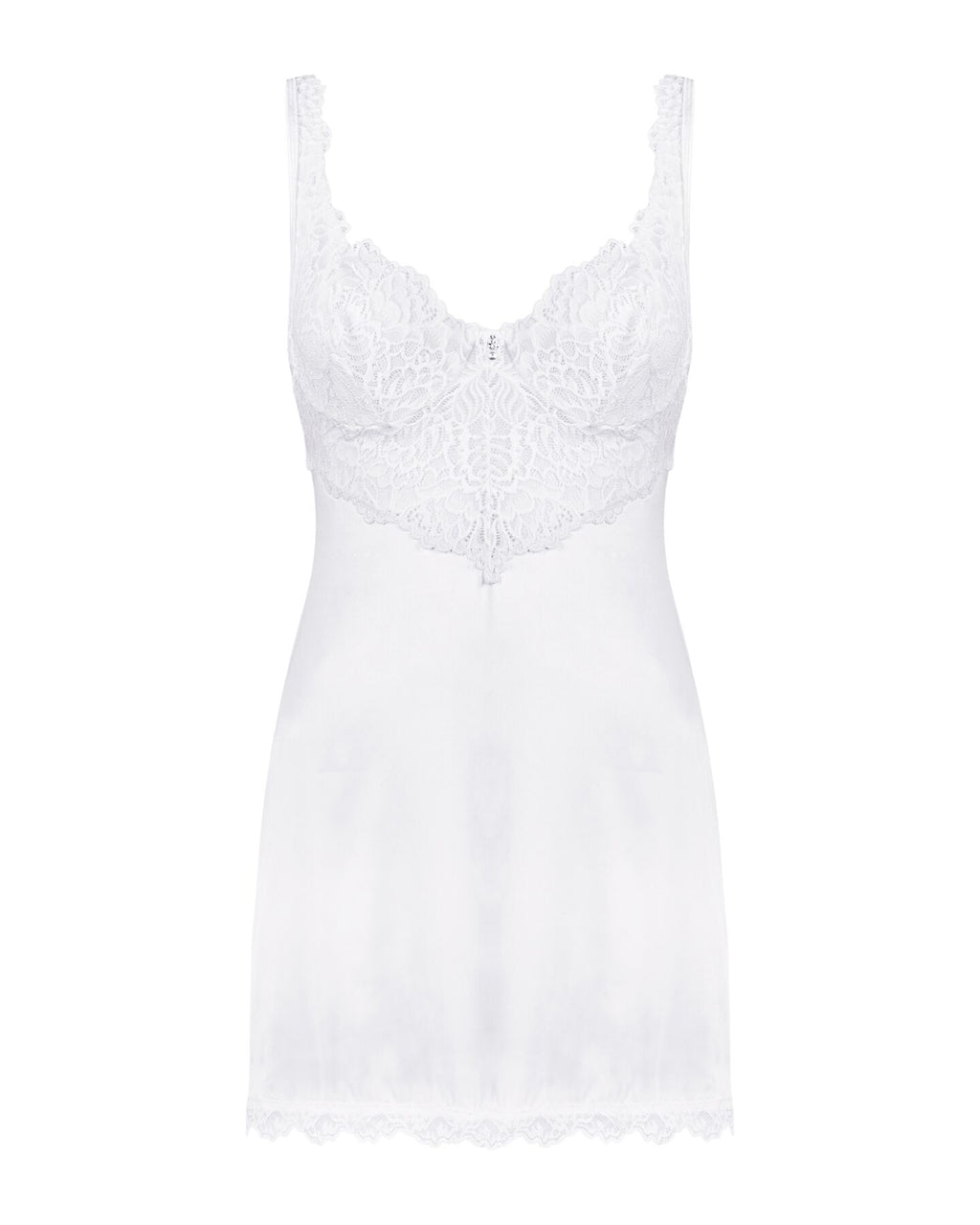 Obsessive (Польща) Сорочка Obsessive Amor Blanco underwire chemise & thong,L/XL, біла, мереживний ліф, стрінги в наборі