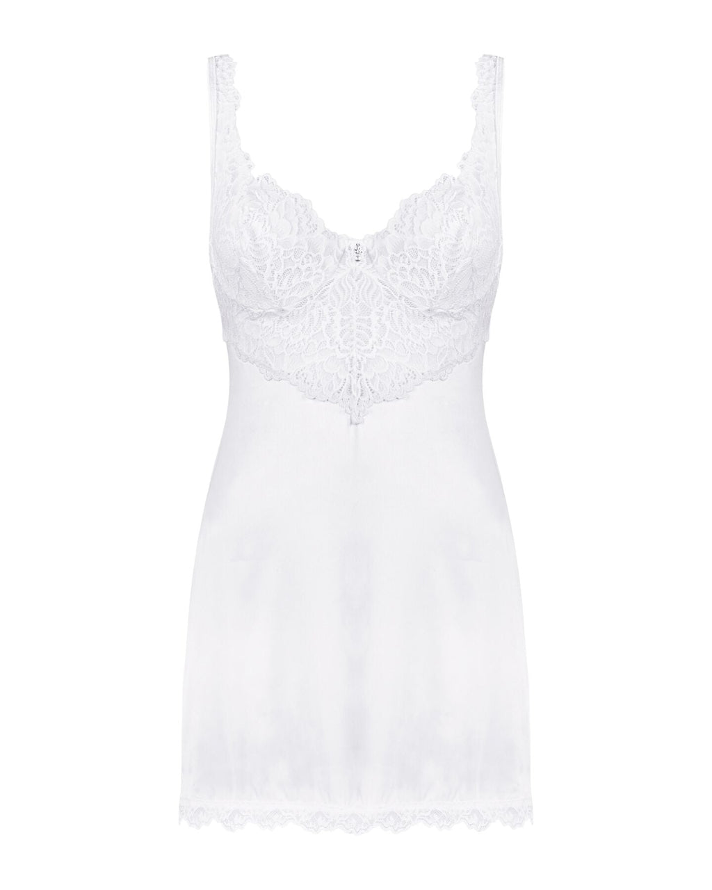 Сорочка Obsessive Amor Blanco underwire chemise & thong,L/XL, біла, мереживний л