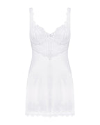 Сорочка Obsessive Amor Blanco underwire chemise & thong,L/XL, біла, мереживний л