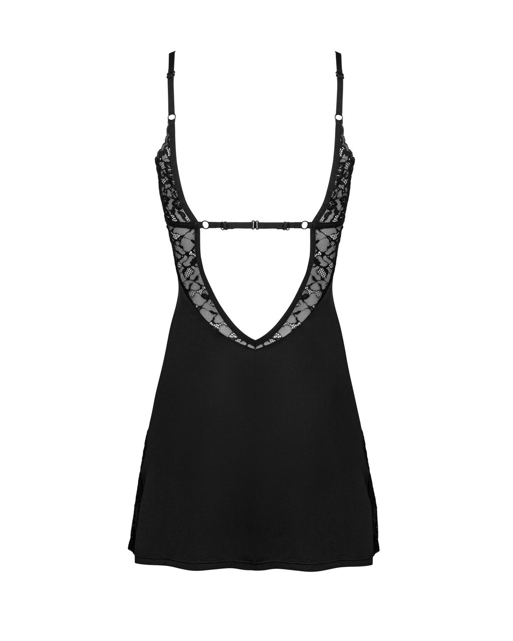 Obsessive (Польща) Сорочка Obsessive Bellastia chemise & thong, XS/S, непрозора, фігурне декольте, стрінги в наборі