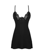 Сорочка Obsessive Bellastia chemise & thong, непрозора, фігурне декольте, стрінги в наборі