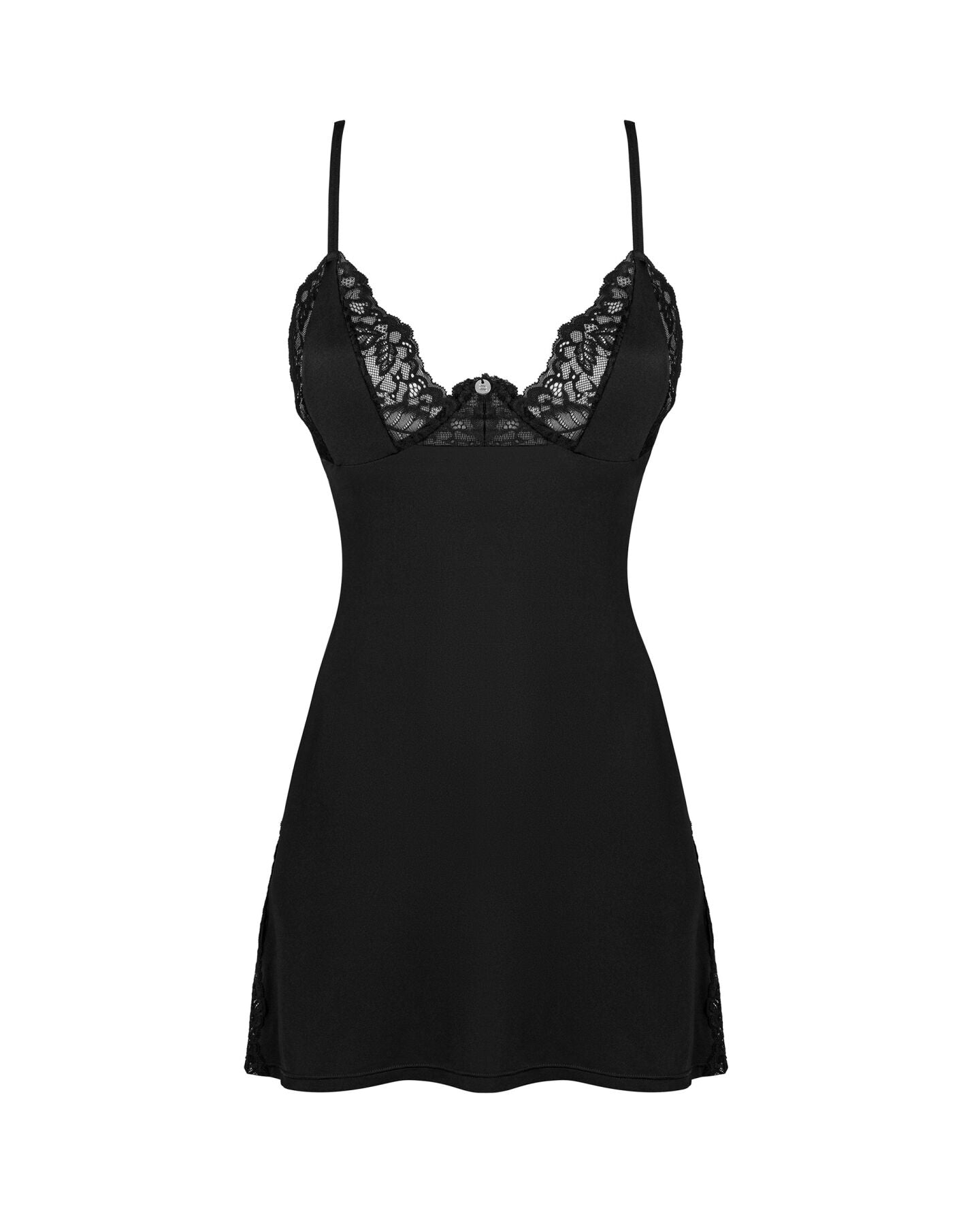 Obsessive (Польща) Сорочка Obsessive Bellastia chemise & thong, M/L, непрозора, фігурне декольте, стрінги в наборі