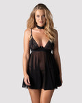 Obsessive (Польща) Бебі-дол Obsessive Donarella babydoll & thong, XL/2XL, мереживний ліф, чокер та стрінги в комплекті