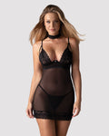 Obsessive (Польща) Сорочка Obsessive Donarella chemise & thong, XS/S, мереживний ліф, чокер та стрінги в комплекті