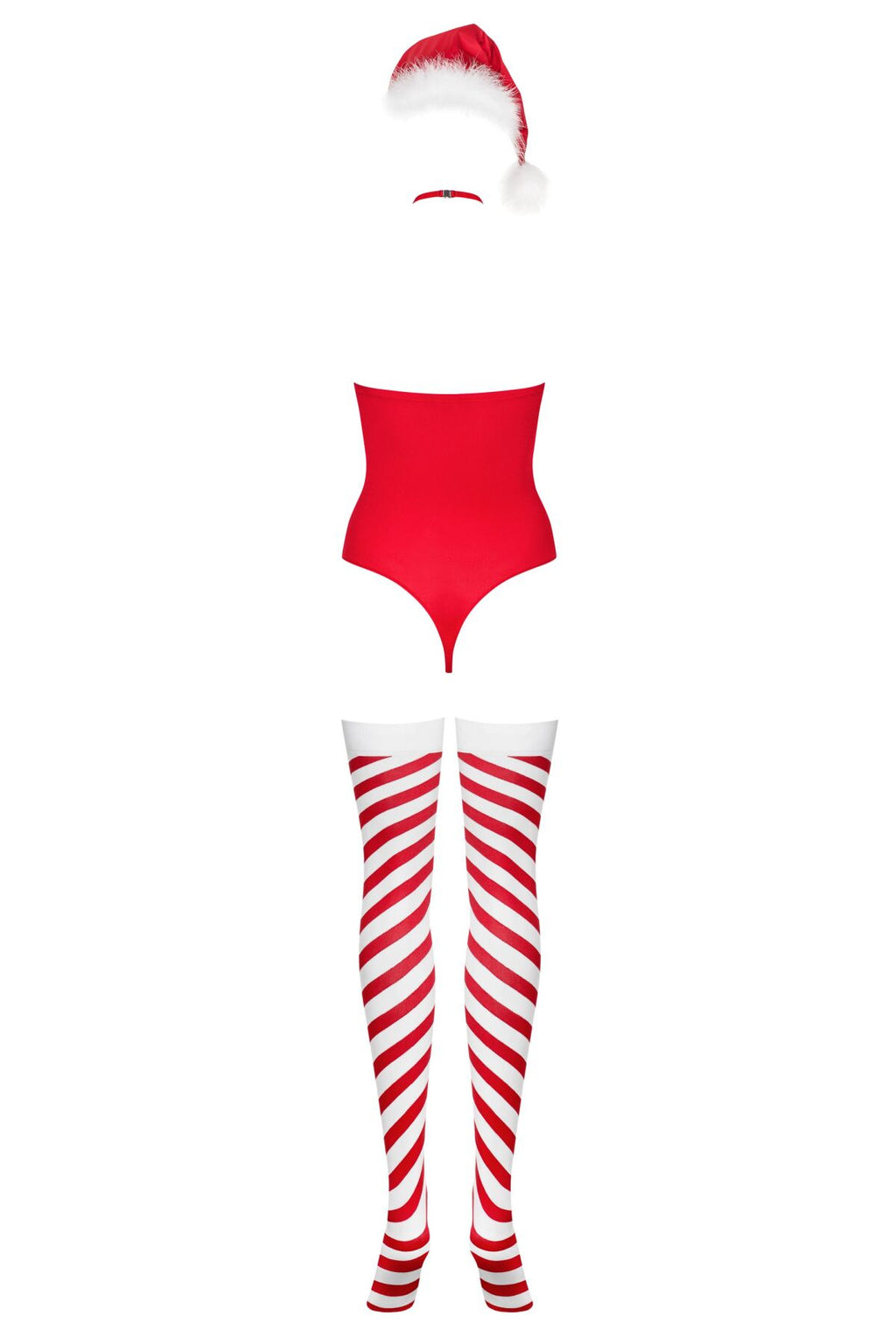Obsessive (Польща) Тедді Obsessive Kissmas teddy, S/M, червоне, без бретелей, чокер, панчохи та шапка з помпоном у наборі
