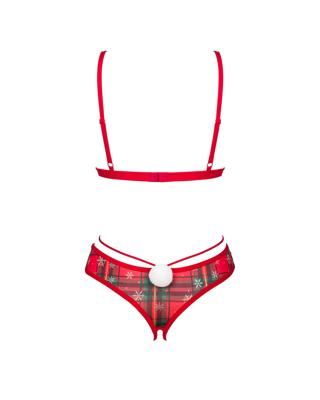 Obsessive (Польща) Комплект Obsessive Ms Merrilo 2-pcs set, XS/S, м’який бюстгальтер та трусики з доступом і з помпоном