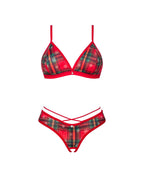 Комплект Obsessive Ms Merrilo 2-pcs set, м’який бюстгальтер та трусики з доступом і з помпоном