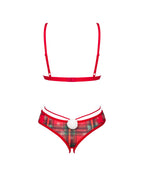 Комплект Obsessive Ms Merrilo 2-pcs set, м’який бюстгальтер та трусики з доступом і з помпоном