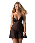 Obsessive (Польща) Бебі-дол Obsessive Nutris babydoll & thong, XS/S, імітація ліфа та спіднички, стрінги в комплекті