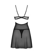 Бебі-дол Obsessive Nutris babydoll & thong, XL/2XL, імітація ліфа та спіднички, стрінги в комплекті