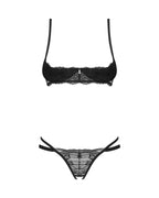 Комплект Obsessive Nutris 2-pcs crotchless set, XS/S, ліф з відкритими чашками, 