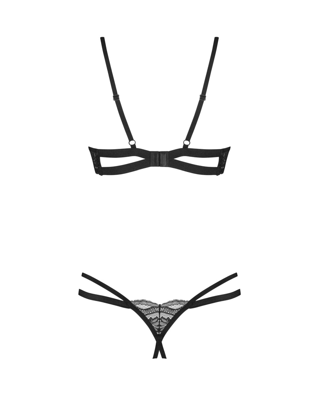 Obsessive (Польща) Комплект Obsessive Nutris 2-pcs crotchless set, XS/S, ліф з відкритими чашками, трусики з доступом