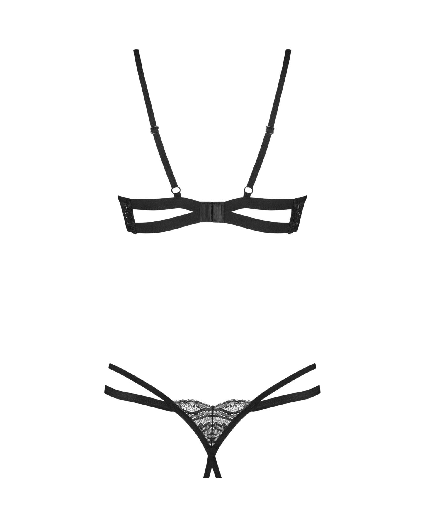 Obsessive (Польща) Комплект Obsessive Nutris 2-pcs crotchless set, XL/2XL, ліф з відкритими чашками, трусики з доступом