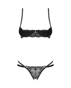 Комплект Obsessive Nutris 2-pcs crotchless set, XL/2XL, ліф з відкритими чашками, трусики з доступом
