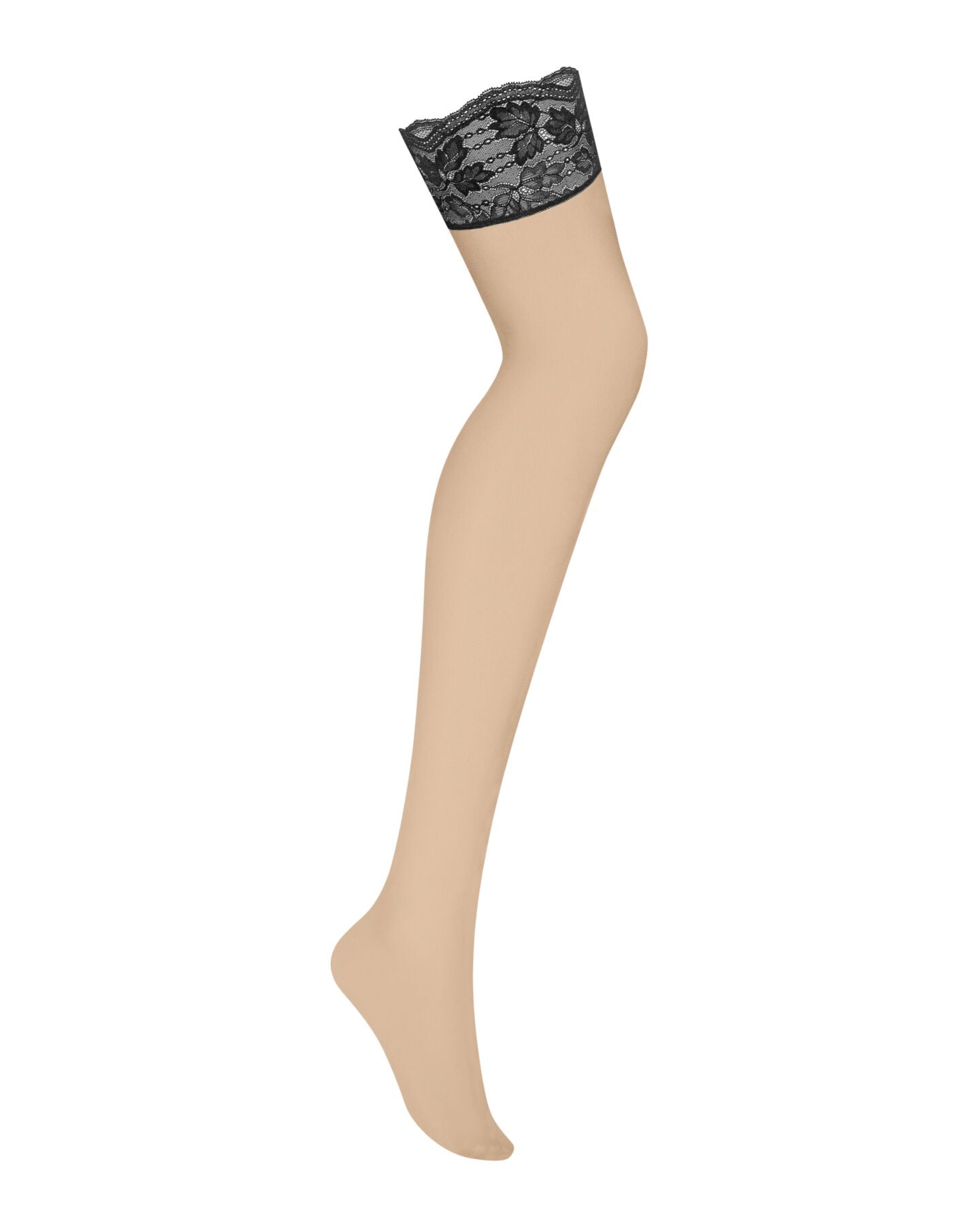Obsessive (Польща) Панчохи Obsessive Nutris stockings, XS/S, тілесні, з чорним мереживом, під пояс