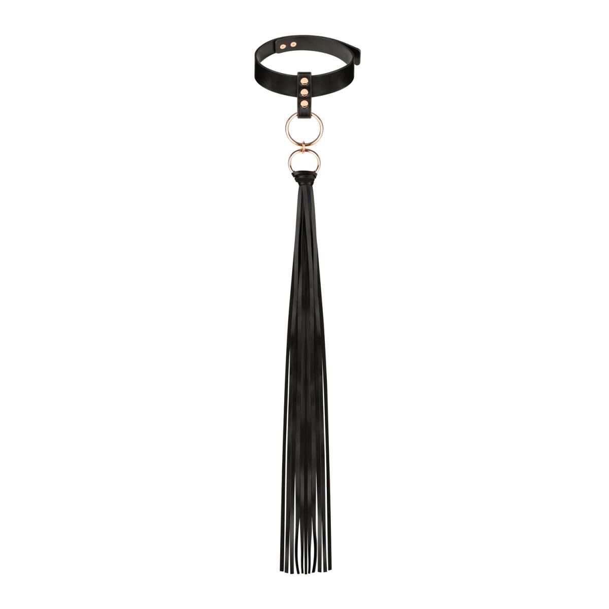 Rosy Gold (Нідерланди) Нашийник с флогером Rosy Gold - Collar with Flogger - Black