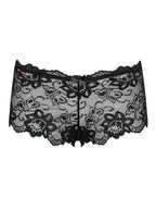 Трусики-шортики Obsessive Idillia shorties, L/XL, чорні, мереживні, з низькою посадкою