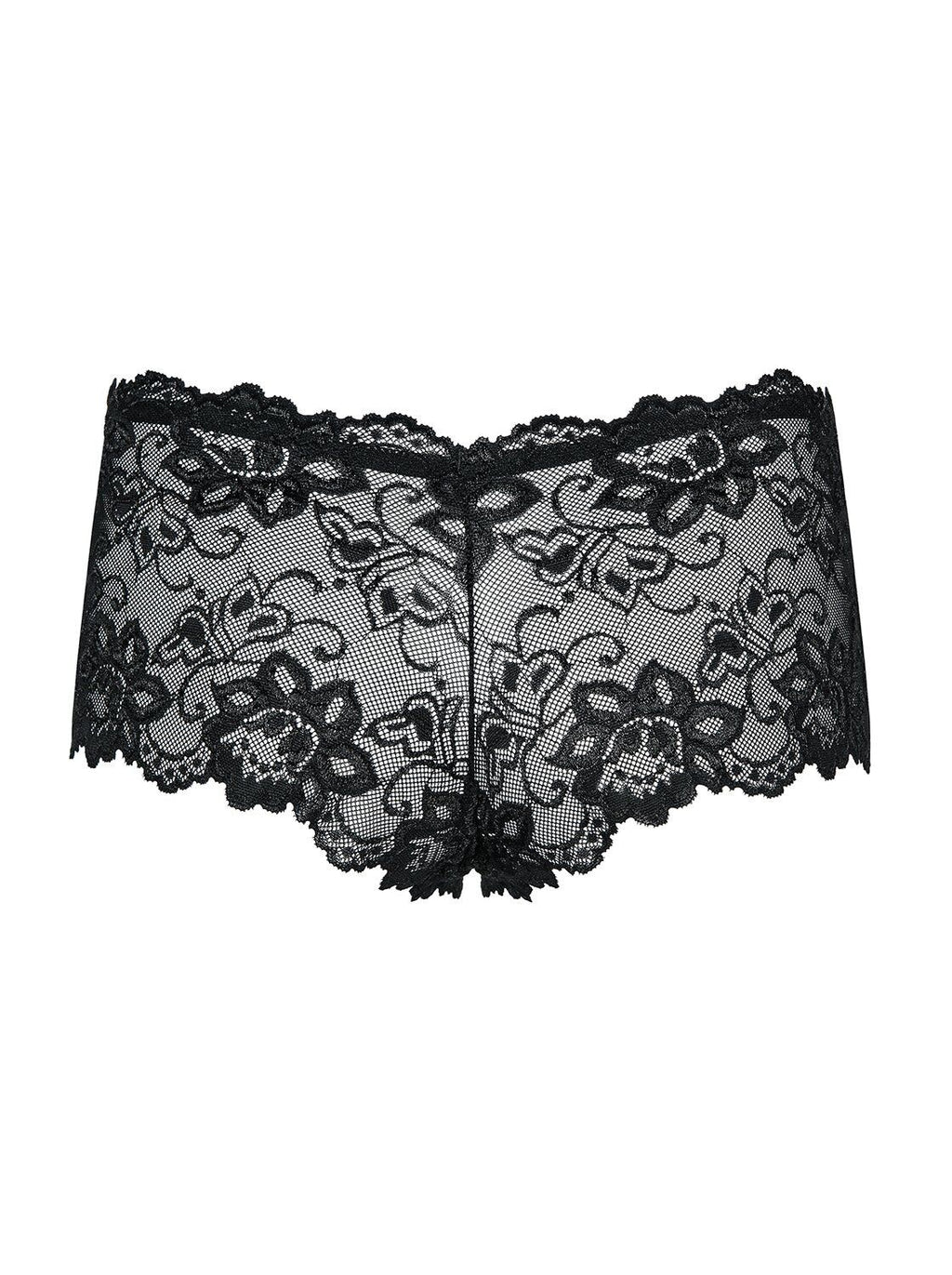 Obsessive (Польща) Трусики-шортики Obsessive Idillia shorties, L/XL, чорні, мереживні, з низькою посадкою
