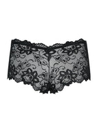 Трусики-шортики Obsessive Idillia shorties, L/XL, чорні, мереживні, з низькою посадкою