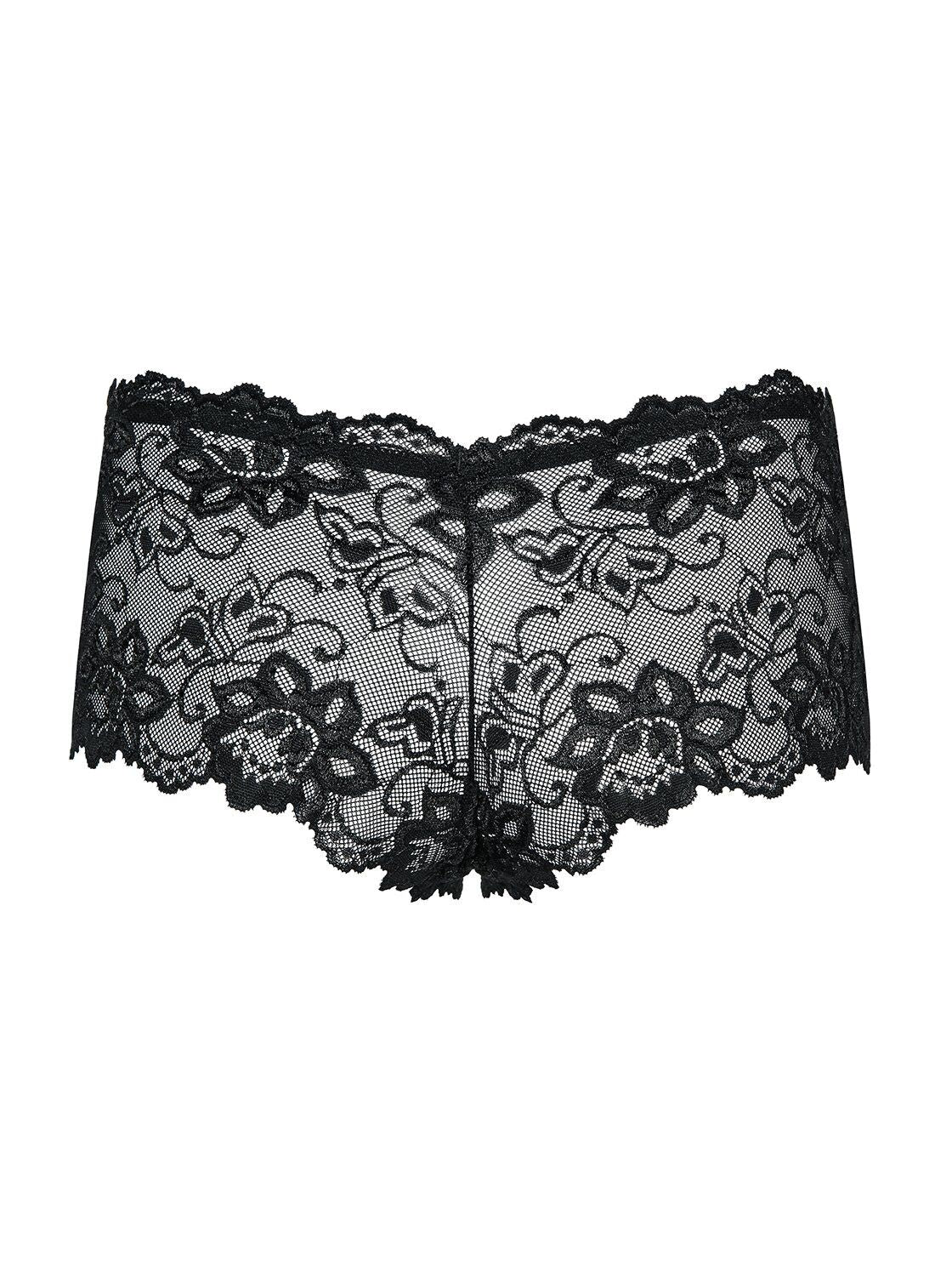 Obsessive (Польща) Трусики-шортики Obsessive Idillia shorties, L/XL, чорні, мереживні, з низькою посадкою