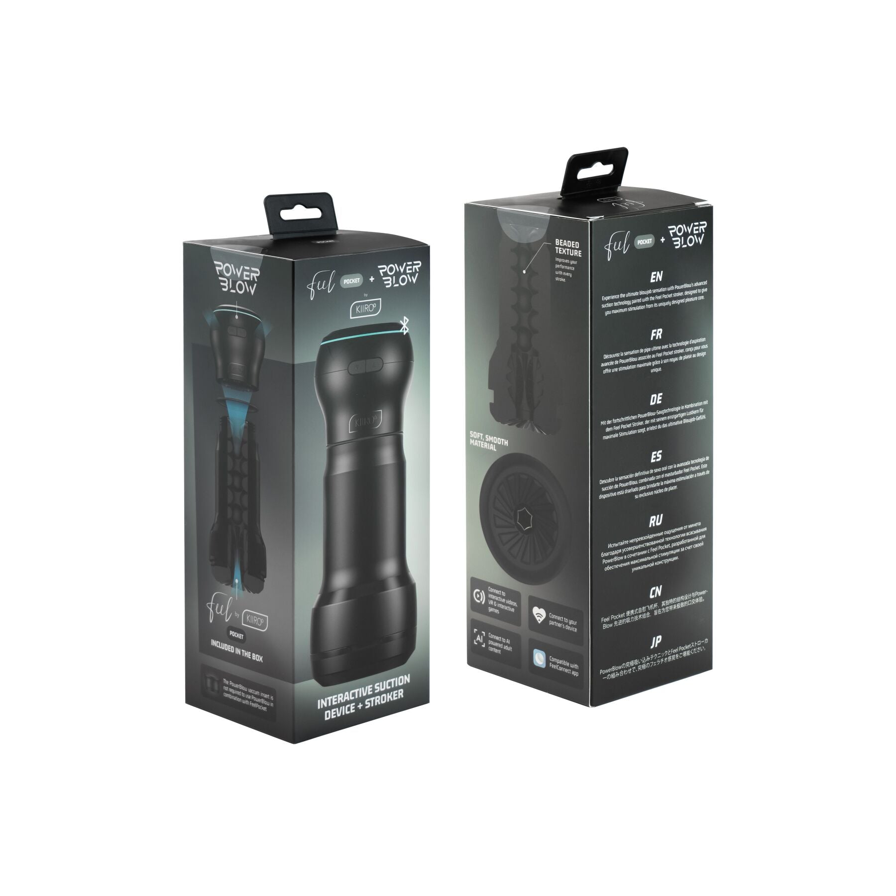 Kiiroo (Нідерланди) Мастурбатор Kiiroo Feel Pocket зі всмоктувальною інтерактивною насадкою PowerBlow Combo Set