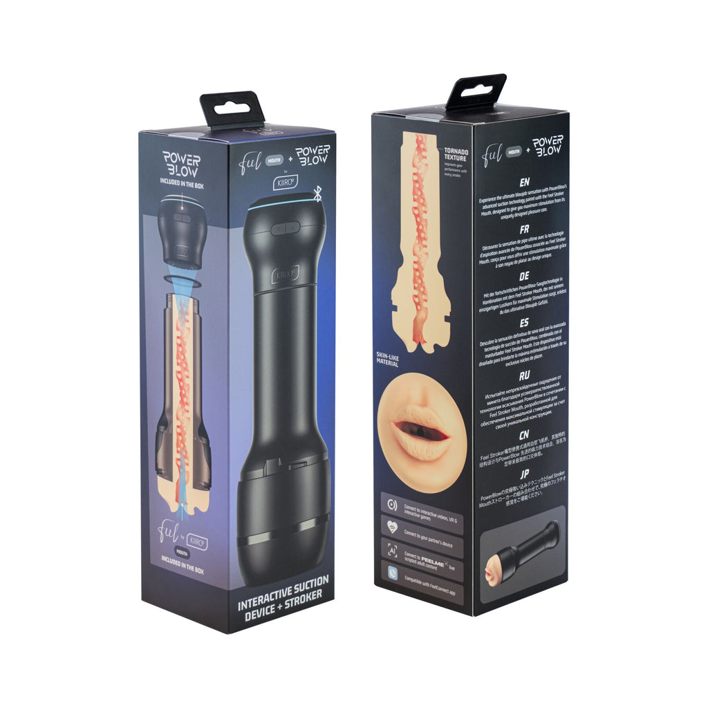 Kiiroo (Нідерланди) Мастурбатор-ротик Kiiroo Feel Mouth зі всмоктувальною інтерактивною насадкою PowerBlow Combo Set