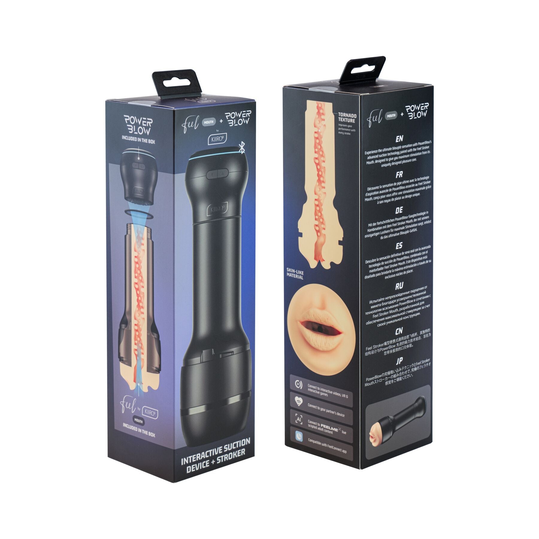 Kiiroo (Нідерланди) Мастурбатор-ротик Kiiroo Feel Mouth зі всмоктувальною інтерактивною насадкою PowerBlow Combo Set