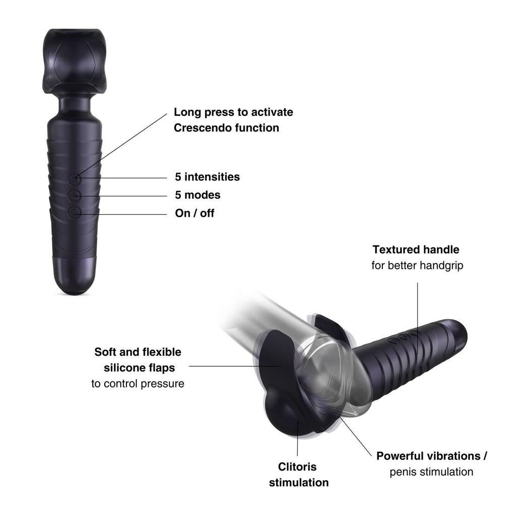 Manwan (Франція) Мастурбатор-вібромасажер Manwan MAN.WAND EVO Black Plum, чудово для пар, вібромінет
