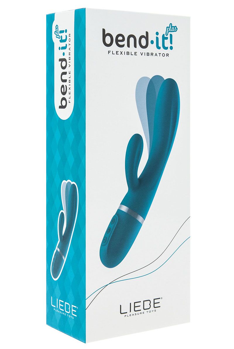 Вібратор-кролик Liebe Bend It Plus Ocean Blue, гнучкий, 2 мотори, 10 режимів