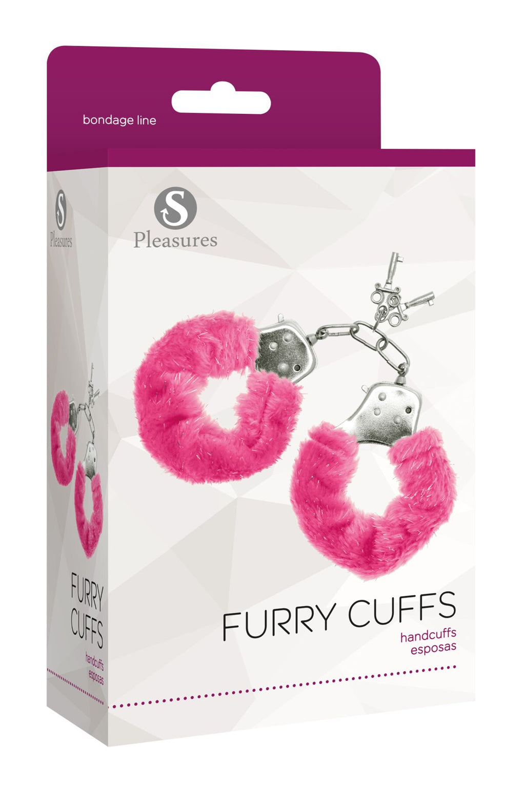 S Pleasures (Іспанія) Наручники S Pleasures Furry Cuffs Pink з пухнастим оздобленням, 2 ключі в комплекті