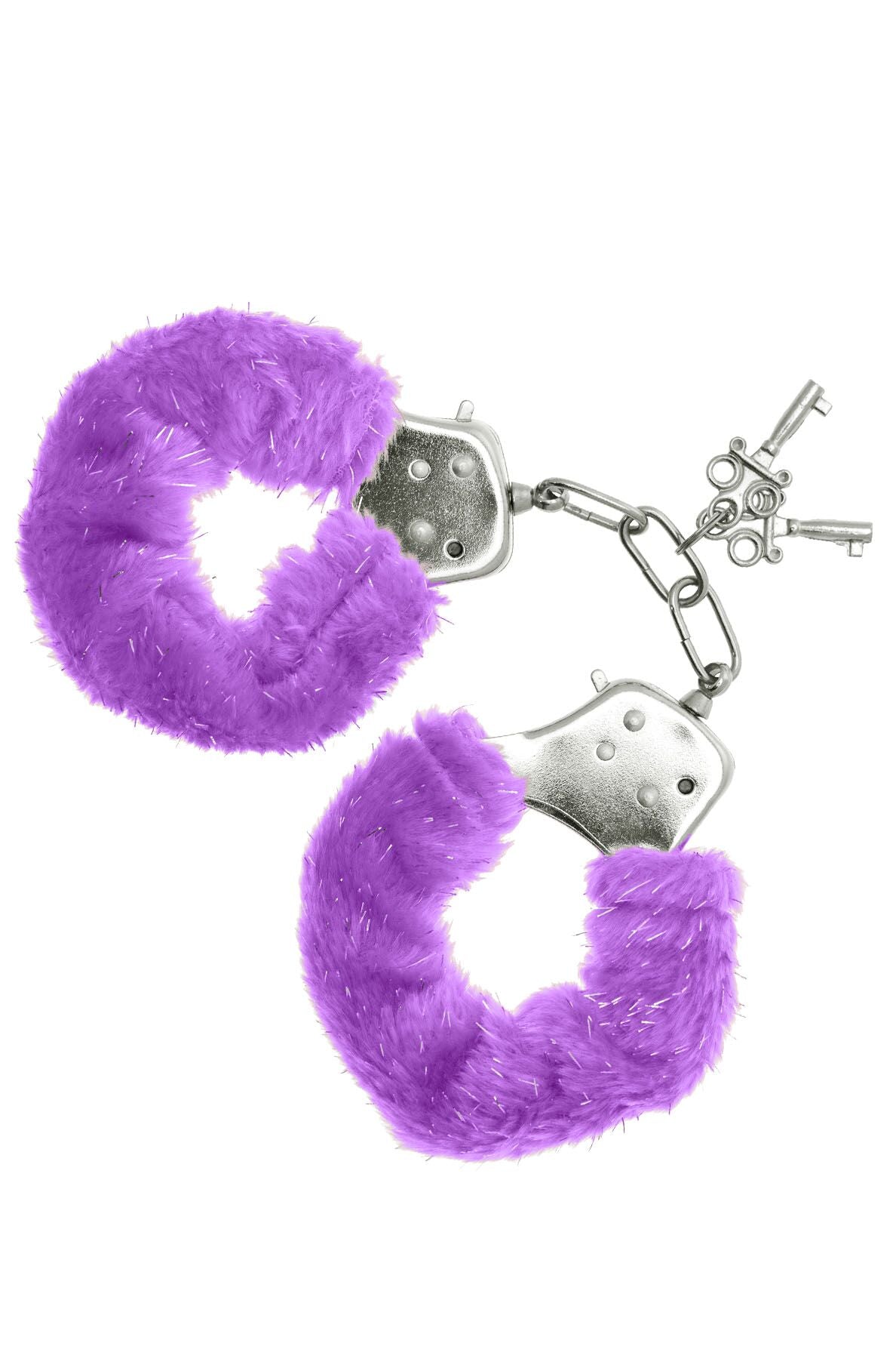 S Pleasures (Іспанія) Наручники S Pleasures Furry Cuffs Purple з пухнастим оздобленням, 2 ключі в комплекті