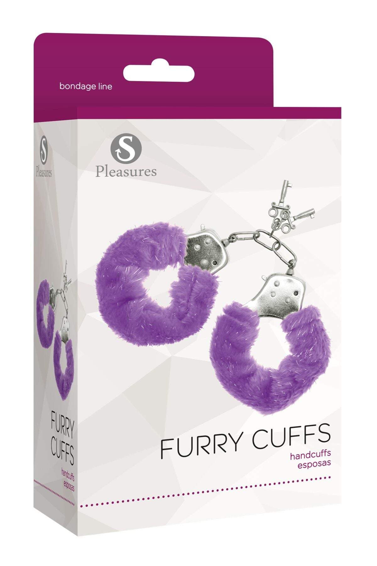 S Pleasures (Іспанія) Наручники S Pleasures Furry Cuffs Purple з пухнастим оздобленням, 2 ключі в комплекті
