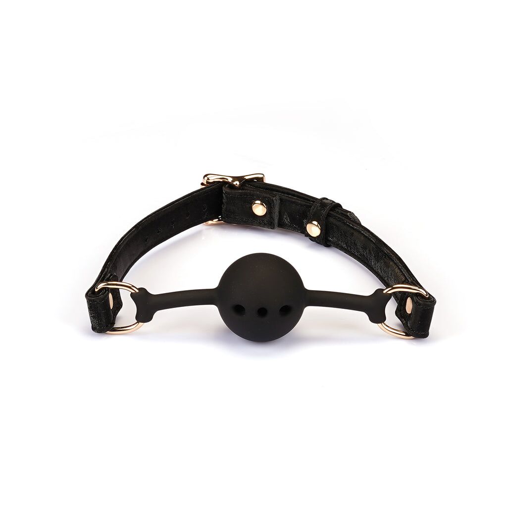 Liebe Seele (Японія) Повітропроникний кляп Liebe Seele Boudoir Amor Ball Gag Black, силіконова кулька, діаметр 4,3 см
