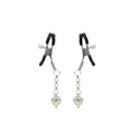 Затискачі для сосків із сердечком Liebe Seele Glow-in-dark Nipple Clamps Green, світяться в темряві