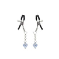 Затискачі для сосків із сердечком Liebe Seele Glow-in-dark Nipple Clamps Blue, світяться в темряві