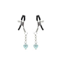 Затискачі для сосків із сердечком Liebe Seele Glow-in-dark Nipple Clamps Light Blue, світяться в темряві