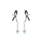 Затискачі для сосків із сердечком Liebe Seele Glow-in-dark Nipple Clamps Light Blue, світяться в темряві