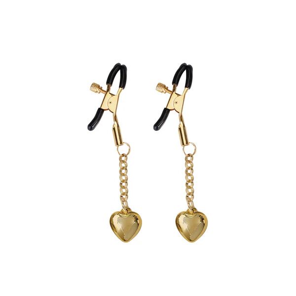 Liebe Seele (Японія) Затискачі для сосків з підвіскою Liebe Seele Solid Heart Nipple Clamps Gold