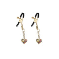 Liebe Seele (Японія) Затискачі для сосків з підвіскою Liebe Seele Nipple Clamps Gold Heart-shaped Flowers on Blue