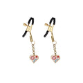 Liebe Seele (Японія) Затискачі для сосків з підвіскою Liebe Seele Nipple Clamps Gold Heart-shaped Flowers on White