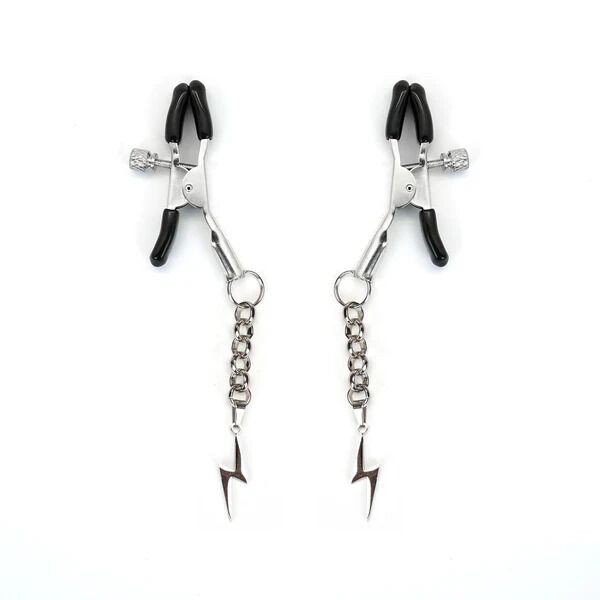 Liebe Seele (Японія) Затискачі для сосків Liebe Seele Lightning Nipple Clamps Silver, підвіска-блискавка