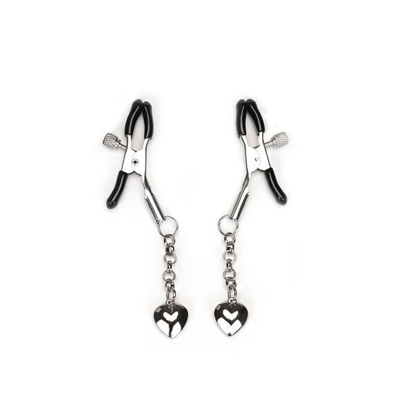 Liebe Seele (Японія) Затискачі для сосків Liebe Seele Solid Heart Nipple Clamps Silver, підвіска-сердечко