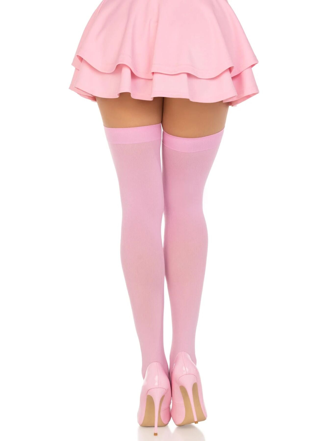 Leg Avenue (США) Щільні непрозорі панчохи Leg Avenue Opaque Nylon Thigh Highs Pink, One Size